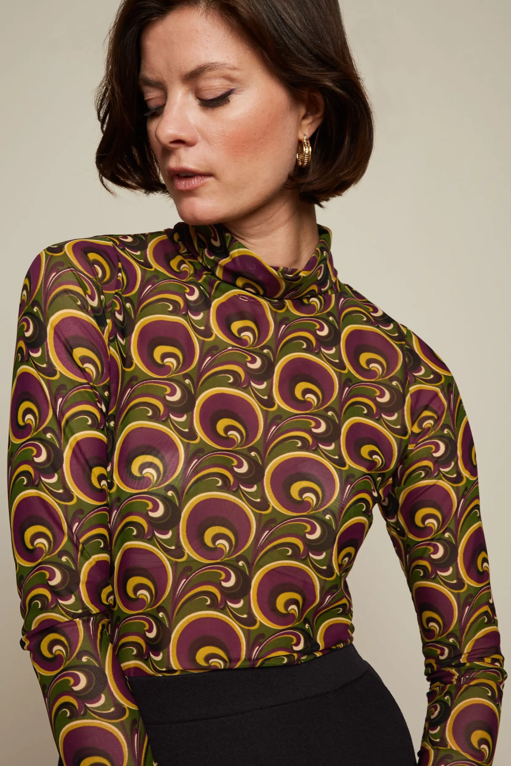 Betsy Rollneck Top Patchouli*King Louie Cheap
