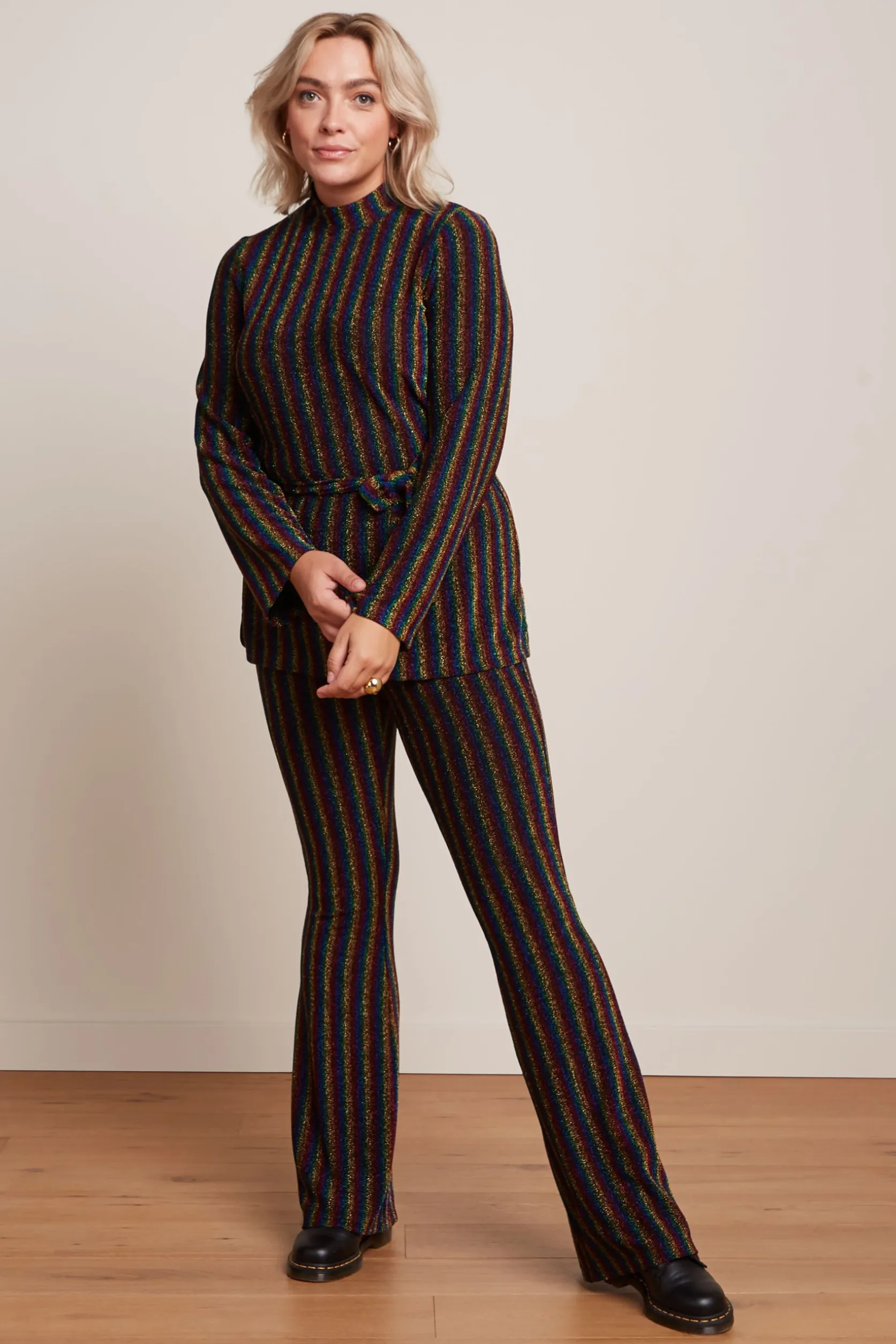 Border Flared Pants Alma Lurex*King Louie Best Sale