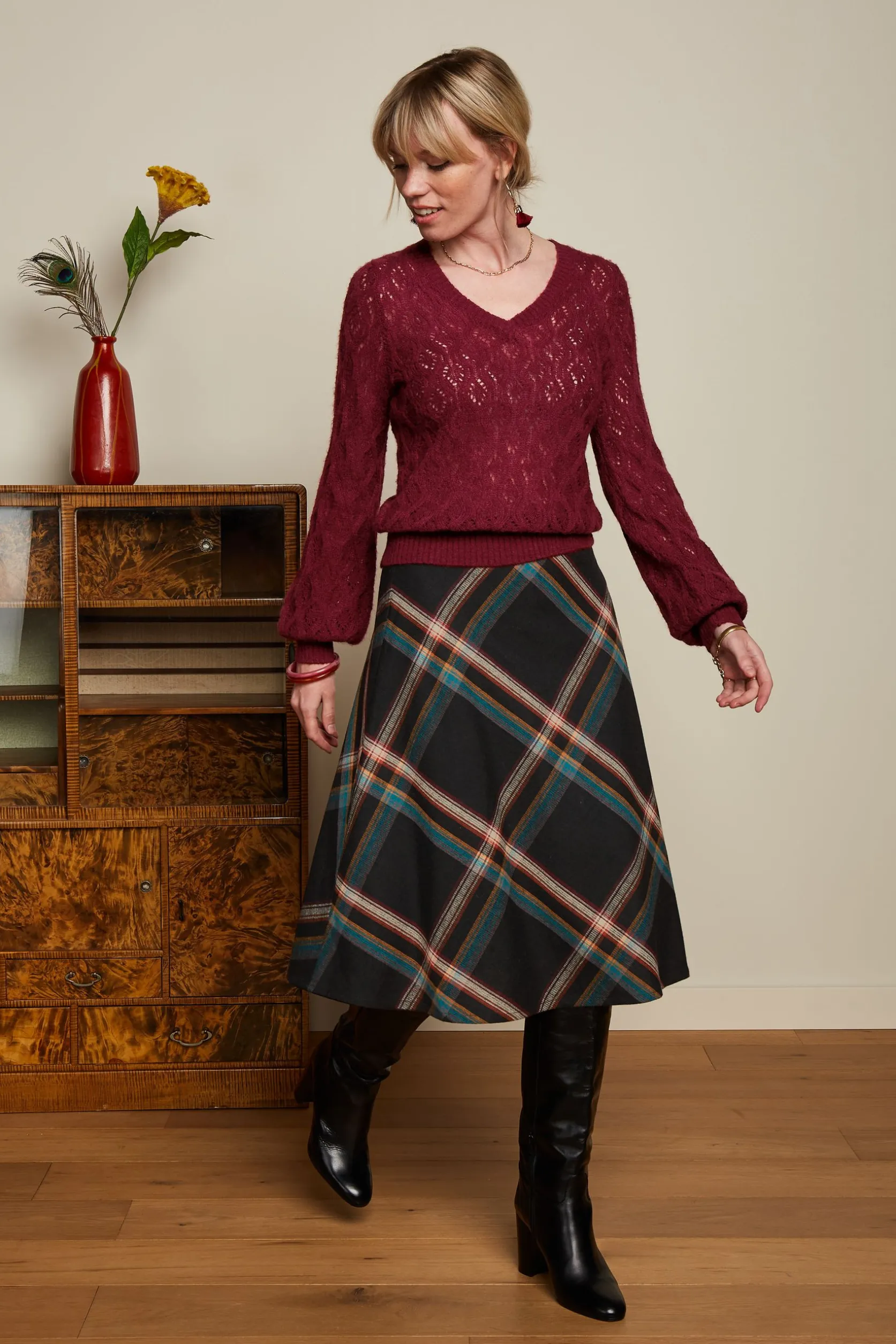 Juno Midi Skirt Sera Check*King Louie New