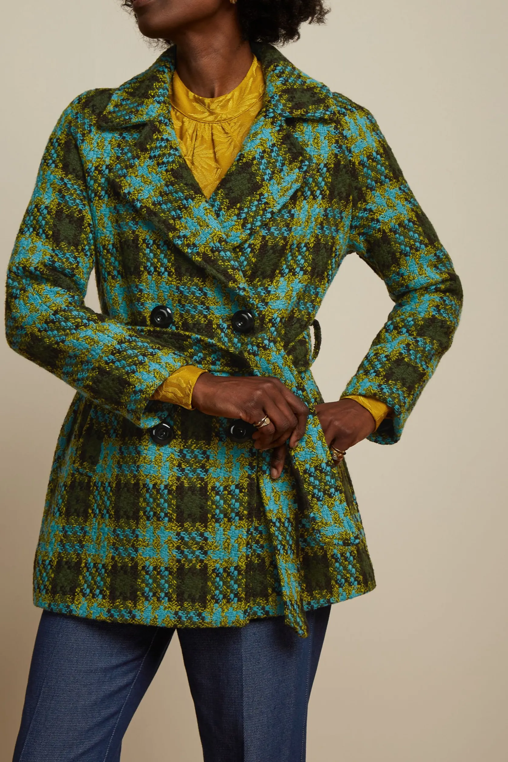 Maura Short Coat Muller Check*King Louie Store