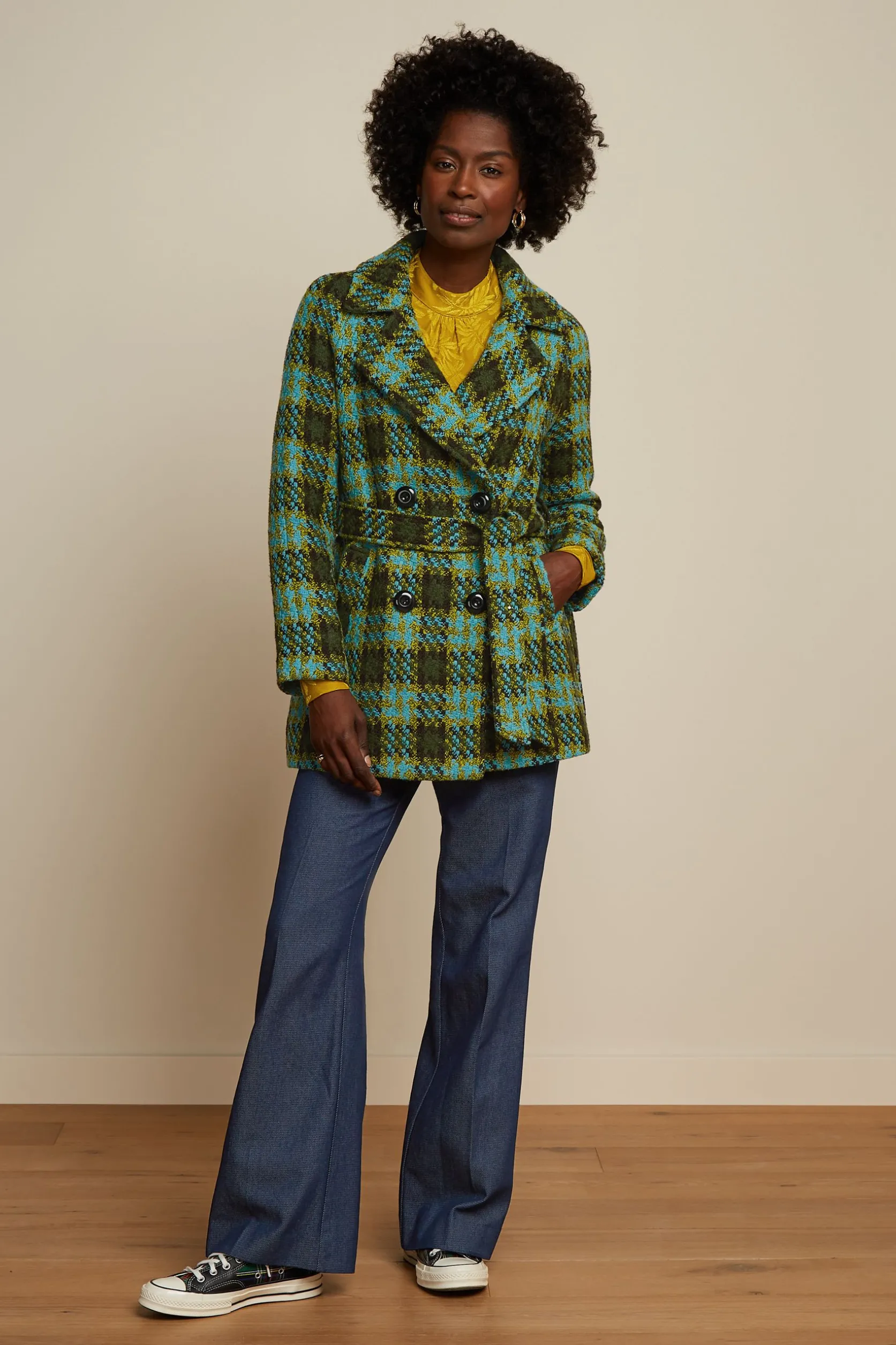 Maura Short Coat Muller Check*King Louie Store