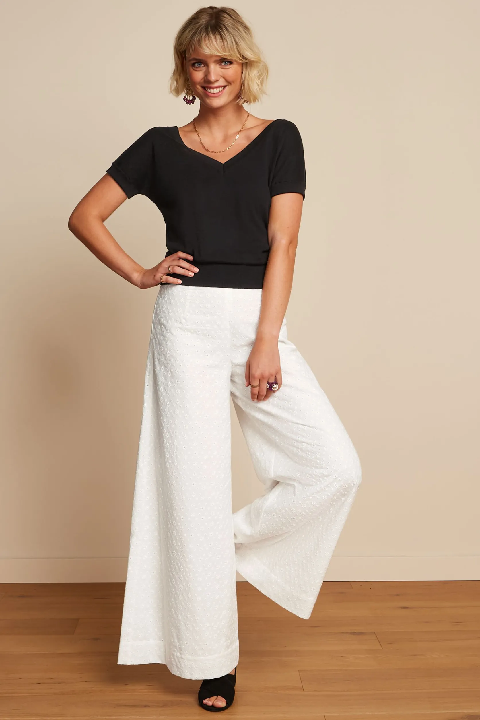 Palazzo Pants Rosa Broderie Anglaise*King Louie Online