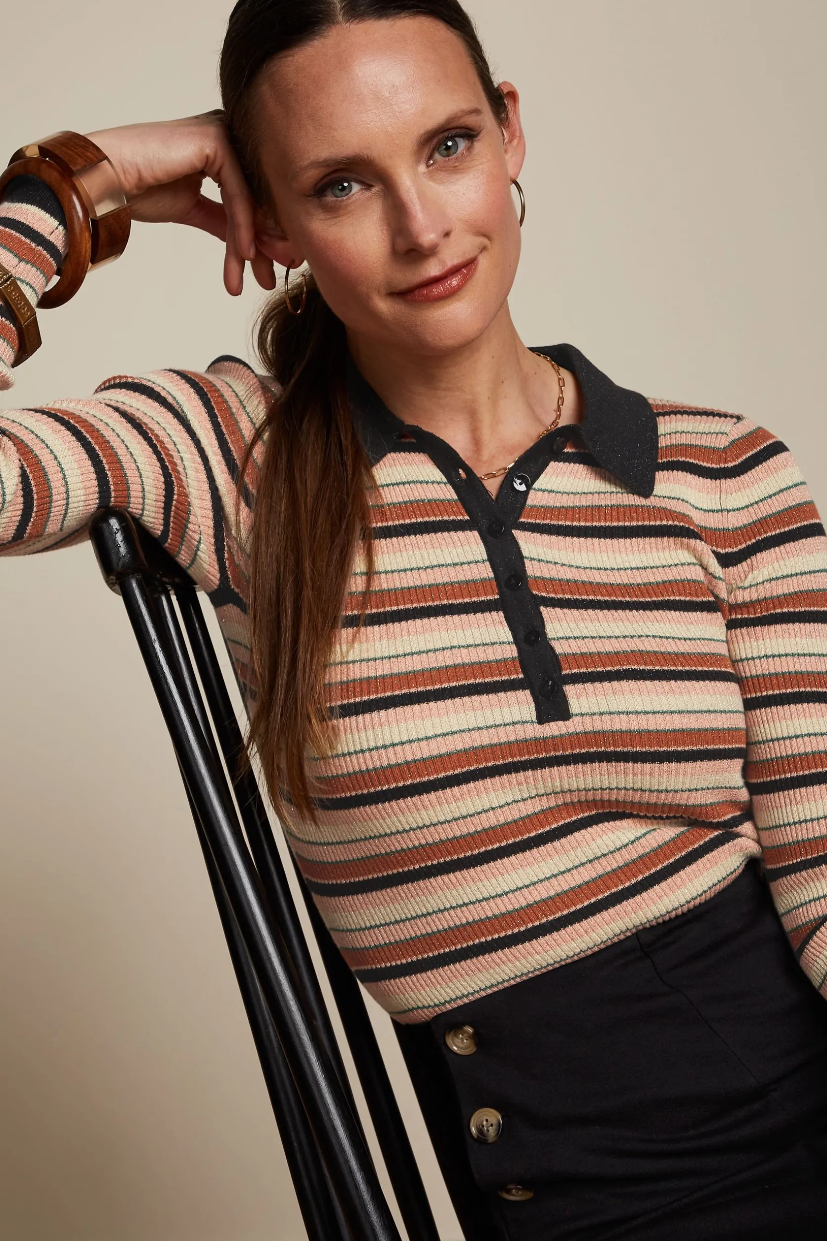 Polo Rib Top Lapis Stripe*King Louie Hot