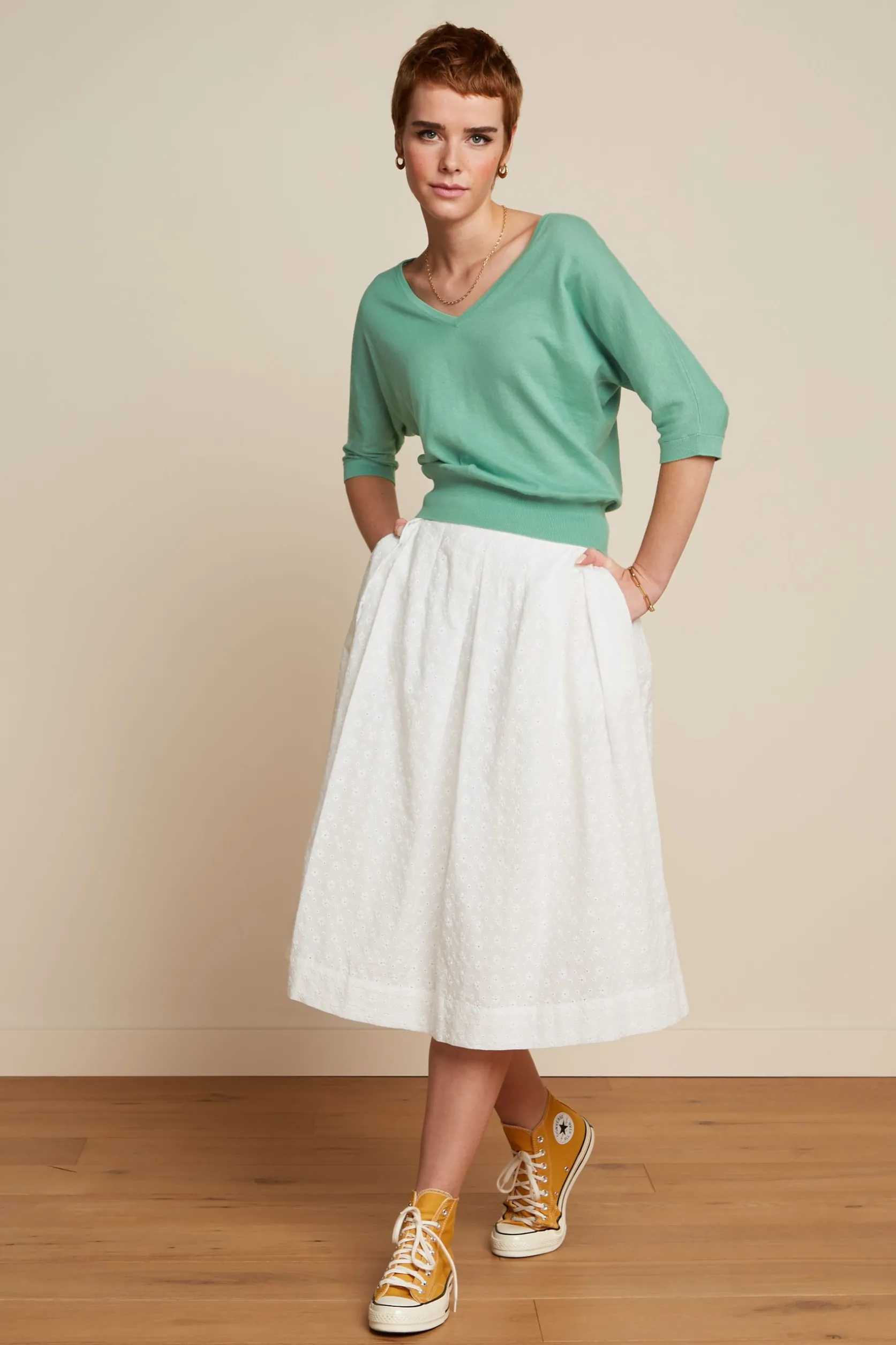 Suzette Pleat Skirt Rosa Broderie Anglaise*King Louie Fashion